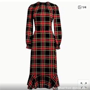 J. Crew Red and Black Plaid Long Sleeve Dress